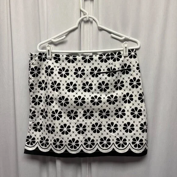 Golftini Skort Womens Sz Large Black White Floral The Masters Golf Tennis Sporty - Picture 2 of 7